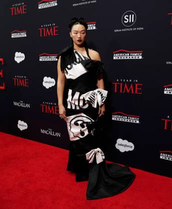 Audrey Nuna arrives on the red carpet when TIME Celebrates A Year In TIME at Current at Chelsea Piers on Wednesday, December 10, 2025 in New York City. Rei Ami, EJAE, and Audrey Nuna are the vocalists behind the fictional K-Pop girl group HUNTR X in the popular Netflix animated musical movie K-Pop Demon Hunters.  NYP20251210108 JohnxAngelillo