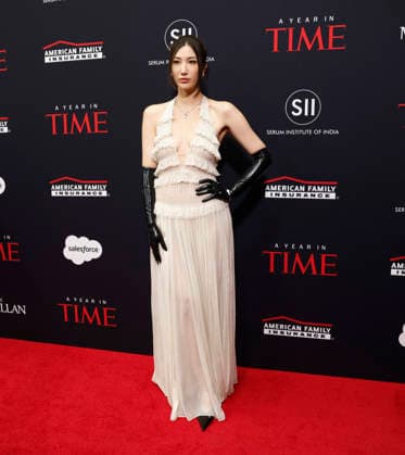 EJAE arrives on the red carpet when TIME Celebrates A Year In TIME at Current at Chelsea Piers on Wednesday, December 10, 2025 in New York City. Rei Ami, EJAE, and Audrey Nuna are the vocalists behind the fictional K-Pop girl group HUNTR X in the popular Netflix animated musical movie K-Pop Demon Hunters.  NYP20251210113 JohnxAngelillo
