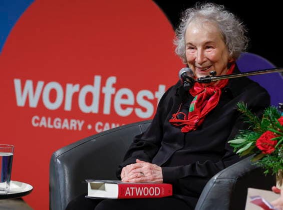 December 10, 2025, Calgary, Ab, CANADA: Margaret Atwood speaks with Heather O Neill during an on stage interview in Calgary, Wednesday, Dec. 10, 2025. Calgary CANADA  - ZUMAc35_ 20251210_zaf_c35_098 Copyright: xJeffxMcintoshx