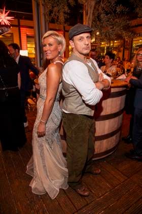 ABBleipzig Kamilla Senjo presenter and Hendrik Duryn actor on stage participant guest at the 31 Jose Carreras Gala in the Media City Leipzig, on 10 12 25 Saxony Germany