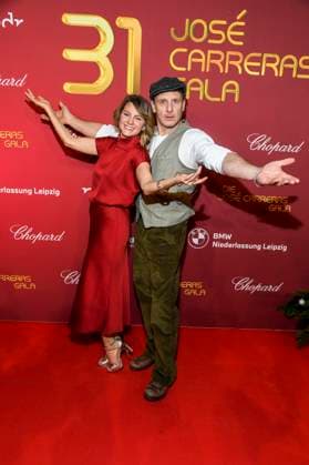 ABBleipzig Luise Bähr Baehr with Hendrik Duryn Actor on the red carpet at the 31 Jose Carreras Gala at Media City Leipzig, on 10 12 25 Saxony Germany