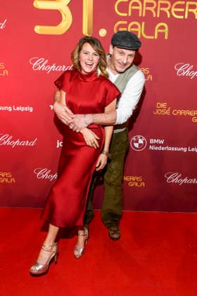 ABBleipzig Luise Bähr Baehr with Hendrik Duryn Actor on the red carpet at the 31 Jose Carreras Gala at Media City Leipzig, on 10 12 25 Saxony Germany