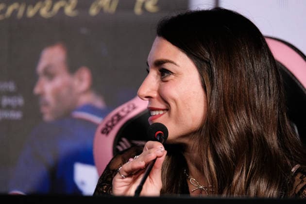 Author Jessica Schillaci during the presentation of her book â??Solo io posso scrivere di te â?? ricordi di un papa campioneâ? held in the press conference room of Renzo Barbera Stadium in Palermo, Italy, on 10 December 2025; in the photo: Jessica Schillaci  Copyright: xFedericoxSerra LiveMediax xipa-agency.netx xx IPA_Agency_IPA68995254