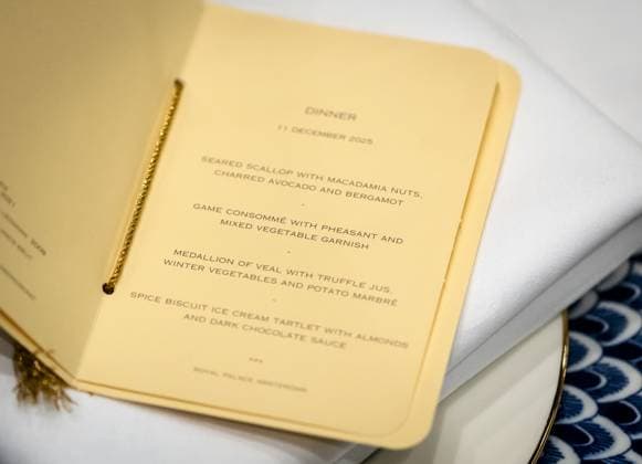 AMSTERDAM The menu before the state banquet at the Royal Palace in Amsterdam, on the first day of a two-day state visit by Finnish President Alexander Stubb and his wife Suzanne Innes-Stubb to the Netherlands. ANP REMKO DE WAAL netherlands out - belgium out  Copyright: xx x544599171x originalFilename: 544599171.jpg