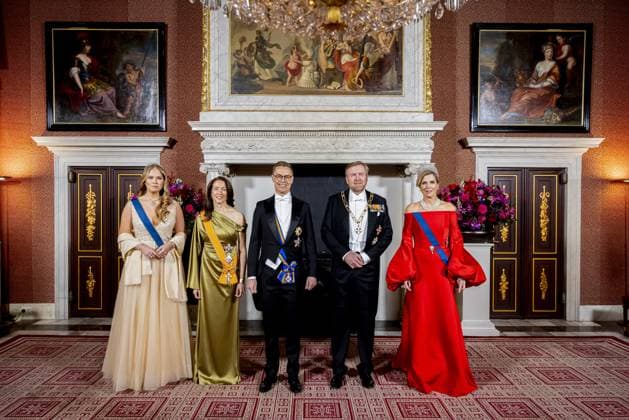 AMSTERDAM King Willem-Alexander, Queen Maxima, and Princess Amalia received President Alexander Stubb and his wife Suzanne Innes-Stubb at the Royal Palace Amsterdam for a state banquet. ANP HH Patrick van Katwijk netherlands out - belgium out  Copyright: xx x544601388x originalFilename: 544601388.jpg