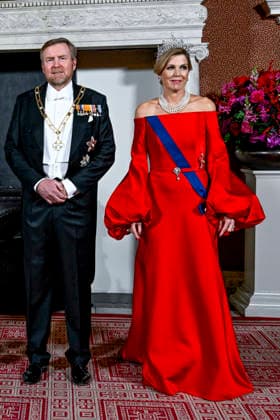 11-12-2025 Gala Princess Amalia and Queen Maxima during the state banquet at the royal palace in Amsterdam on the 1st day of the 2 day statevisit to the Netherlands. Â  Copyright: xPPEx