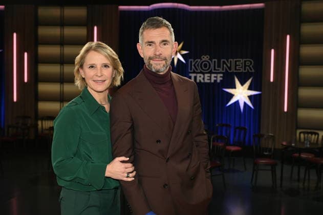 The hosts of Kölner Treff Susan Link and Micky Beisenherz on the WDR talk show Kölner Treff