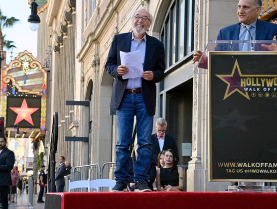 Director, producer and screenwriter James L. Brooks is joined is introduced during an unveiling ceremony honoring him with the 2,830th star on the Hollywood Walk of Fame in Los Angeles on Thursday December 11, 2025.  LAP2025121134 JIMxRUYMEN