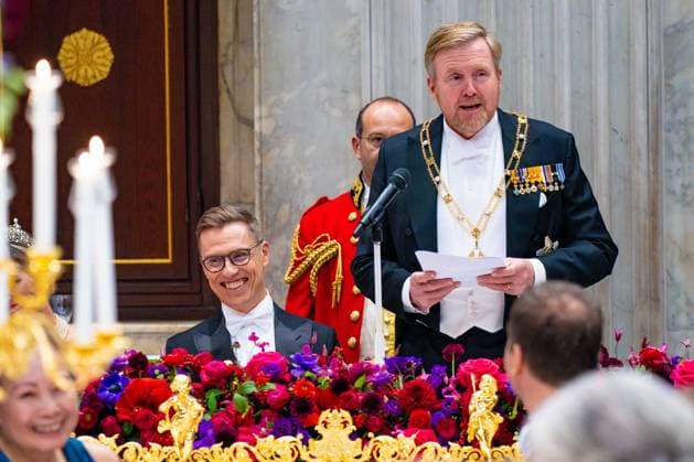 State visit of Finland to the Netherlands, Amsterdam, The Netherlands - 11 Dec 2025 King Willem-Alexander, President Alexander Stubb during the state banquet at the Royal Palace in Amsterdam during the state visit of Finland to the Netherlands. Amsterdam The Netherlands  Copyright: xMischaxSchoemakerx