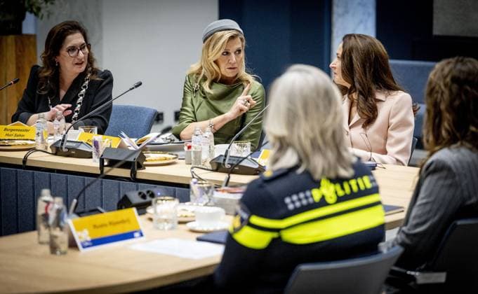 RIJSWIJK - Queen Maxima and Mrs. Innes-Stubb and a welcome by Mrs. Huri Sahin, Mayor of the Municipality of Rijswijk, for a conversation with relatives of victims of femicide and experts with experience of domestic violence. ANP HOLLANDSE HOOGTE ROBIN UTRECHT netherlands out - belgium out  Copyright: xx x544652063x originalFilename: 544652063.jpg