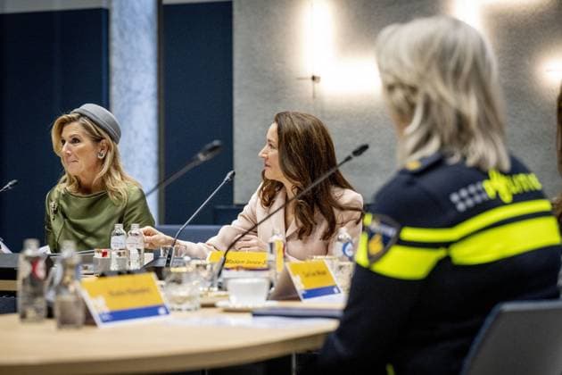 RIJSWIJK - Queen Maxima and Mrs. Innes-Stubb and a welcome by Mrs. Huri Sahin, Mayor of the Municipality of Rijswijk, for a conversation with relatives of victims of femicide and experts with experience of domestic violence. ANP HOLLANDSE HOOGTE ROBIN UTRECHT netherlands out - belgium out  Copyright: xx x544652073x originalFilename: 544652073.jpg