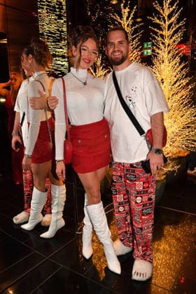Joelina Drews and Adrian Louis at Cathy s Charity Christmas Event at the Living Hotel Das Viktualienmarkt on 11 12 2025 in Munich Cathy Hummels Charity Christmas Event in Munich