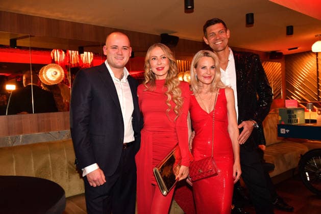 Paul Jolig, Jenny Elvers, Sonja Kiefer and Cedric Schwarz at Cathy s Charity Christmas Event at the Living Hotel Das Viktualienmarkt on 11 12 2025 in Munich Cathy Hummels Charity Christmas Event in Munich