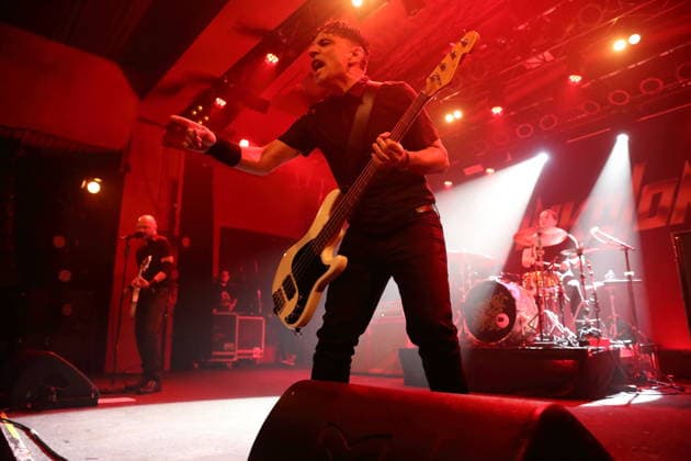 Danko Jones, John Calabrese and Rich Knox, from left, of the band Danko Jones at a concert at the Astra Kulturhaus in Berlin, December 12, 2025 Danko Jones concert Berlin