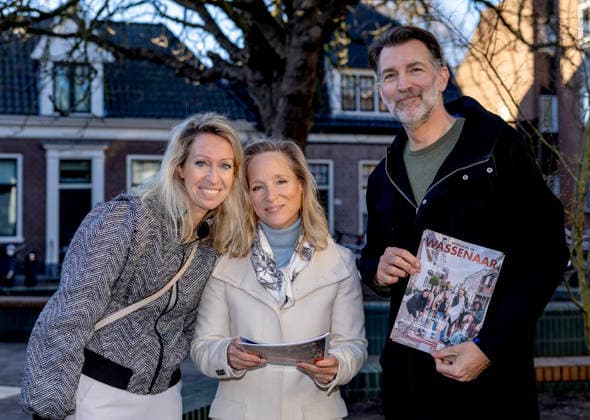 13-12-2025 Wassenaar Princess Margarita de Bourbon Parme with Femke Zwitser-Verkade and Ivar Branderhorst at the opening of the renovated Wassenaar shopping center, De Langstraat, in her hometown Wassenaar. Â  Copyright: xPPEx