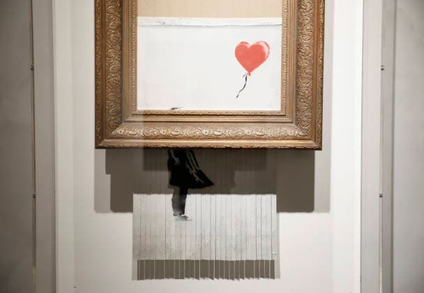 Banksy s Girl without Balloon (2018), the only artwork ever created live in an auction room, is on display at a preview of Icons: Back to Madison at Sotheby s in New York City on Saturday, December 13, 2025. Icons: Back to Madison inaugurates the new global headquarters at the Breuer Building and brings together some of the most iconic works ever sold at Sotheby s.  NYP20251213135 JOHNxANGELILLO