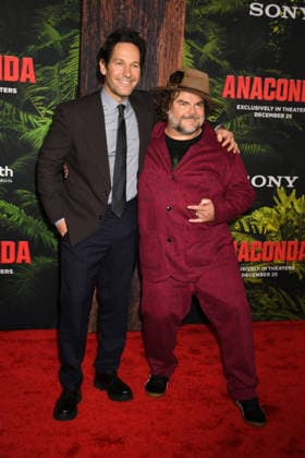 LOS ANGELES, CA - DECEMBER 13: Paul Rudd and Jack Black at the premiere Of Anaconda at The United Theater In Los Angeles, California on On December 13, 2025 . Copyright: xJeffreyxMayerx