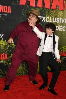 LOS ANGELES, CA - DECEMBER 13: Jack Black and Sebastian Sero at the premiere Of Anaconda at The United Theater In Los Angeles, California on On December 13, 2025 . Copyright: xJeffreyxMayerx
