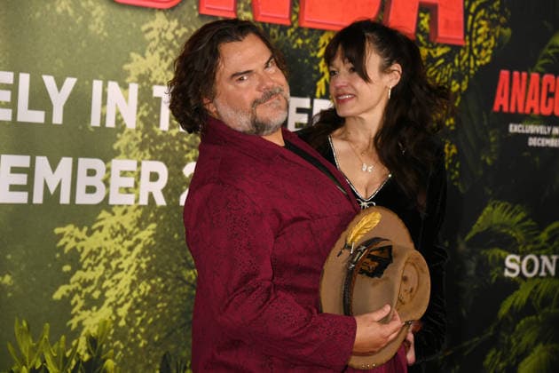 LOS ANGELES, CA - DECEMBER 13: Jack Black and Tanya Haden at the premiere Of Anaconda at The United Theater In Los Angeles, California on On December 13, 2025 . Copyright: xJeffreyxMayerx