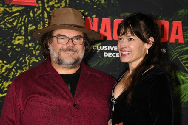 LOS ANGELES, CA - DECEMBER 13: Jack Black and Tanya Haden at the premiere Of Anaconda at The United Theater In Los Angeles, California on On December 13, 2025 . Copyright: xJeffreyxMayerx