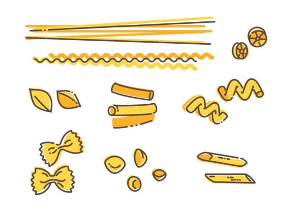 Italian Pasta Variety Set A collection of diverse Italian pasta shapes, perfect for culinary inspiration. Features various pasta types including farfalle, fusilli, fettuccine and more, ideal for cooking, meal planning, or visual recipe inspiration. Copyright: xPolar_lightsx
