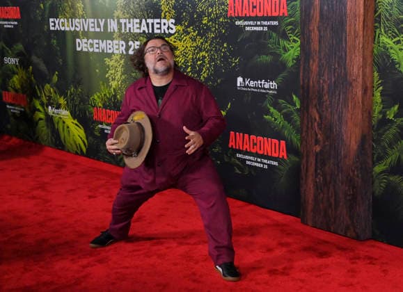 Cast member Jack Black attends the world premiere of the motion picture horror comedy Anaconda at the United Theater in Los Angeles on Saturday, December 13, 2025. Storyline: A group of friends are going through a mid-life crisis. They decide to remake a favorite movie from their youth but encounter unexpected events when they enter the jungle.  LAP2025121309 JIMxRUYMEN