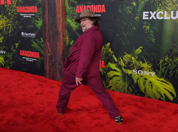 Cast member Jack Black attends the world premiere of the motion picture horror comedy Anaconda at the United Theater in Los Angeles on Saturday, December 13, 2025. Storyline: A group of friends are going through a mid-life crisis. They decide to remake a favorite movie from their youth but encounter unexpected events when they enter the jungle.  LAP2025121314 JIMxRUYMEN