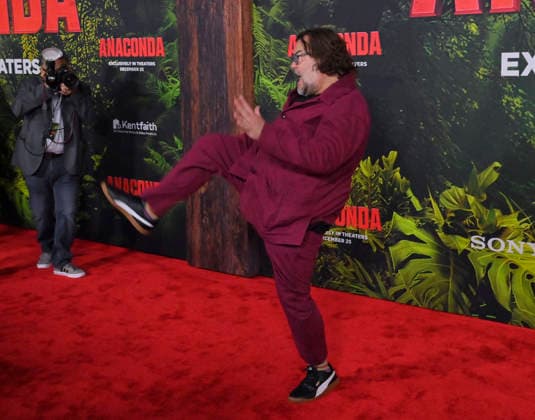 Cast member Jack Black attends the world premiere of the motion picture horror comedy Anaconda at the United Theater in Los Angeles on Saturday, December 13, 2025. Storyline: A group of friends are going through a mid-life crisis. They decide to remake a favorite movie from their youth but encounter unexpected events when they enter the jungle.  LAP2025121315 JIMxRUYMEN