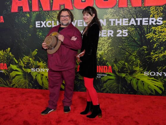 Cast member Jack Black and his wife Tanya Haden attend the world premiere of the motion picture horror comedy Anaconda at the United Theater in Los Angeles on Saturday, December 13, 2025. Storyline: A group of friends are going through a mid-life crisis. They decide to remake a favorite movie from their youth but encounter unexpected events when they enter the jungle.  LAP2025121316 JIMxRUYMEN