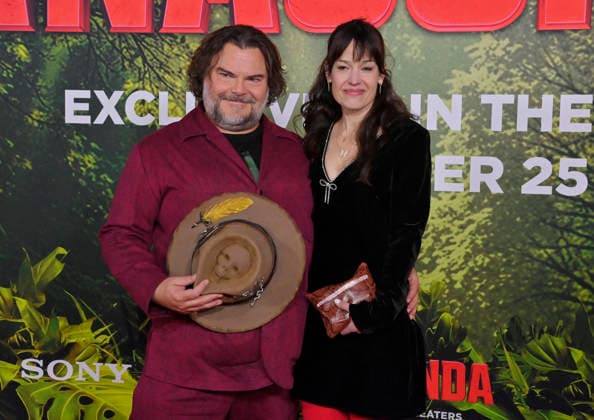 Cast member Jack Black and his wife Tanya Haden attend the world premiere of the motion picture horror comedy Anaconda at the United Theater in Los Angeles on Saturday, December 13, 2025. Storyline: A group of friends are going through a mid-life crisis. They decide to remake a favorite movie from their youth but encounter unexpected events when they enter the jungle.  LAP2025121322 JIMxRUYMEN