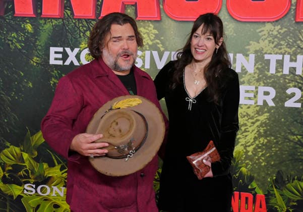 Cast member Jack Black and his wife Tanya Haden attend the world premiere of the motion picture horror comedy Anaconda at the United Theater in Los Angeles on Saturday, December 13, 2025. Storyline: A group of friends are going through a mid-life crisis. They decide to remake a favorite movie from their youth but encounter unexpected events when they enter the jungle.  LAP2025121324 JIMxRUYMEN