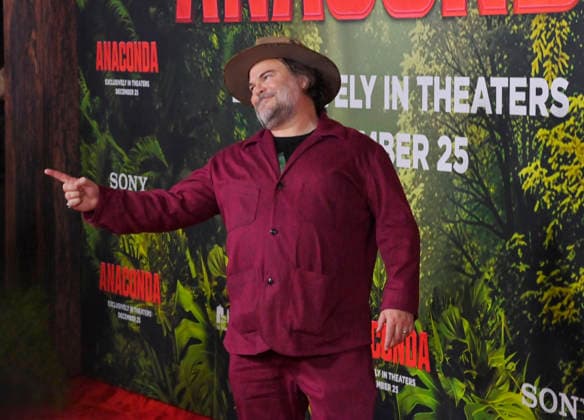 Cast member Jack Black attends the world premiere of the motion picture horror comedy Anaconda at the United Theater in Los Angeles on Saturday, December 13, 2025. Storyline: A group of friends are going through a mid-life crisis. They decide to remake a favorite movie from their youth but encounter unexpected events when they enter the jungle.  LAP2025121329 JIMxRUYMEN