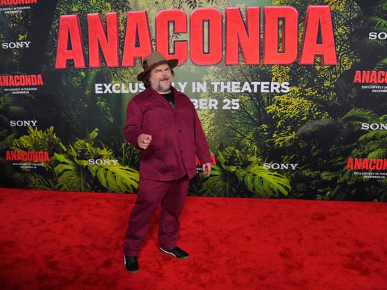 Cast member Jack Black attends the world premiere of the motion picture horror comedy Anaconda at the United Theater in Los Angeles on Saturday, December 13, 2025. Storyline: A group of friends are going through a mid-life crisis. They decide to remake a favorite movie from their youth but encounter unexpected events when they enter the jungle.  LAP2025121334 JIMxRUYMEN