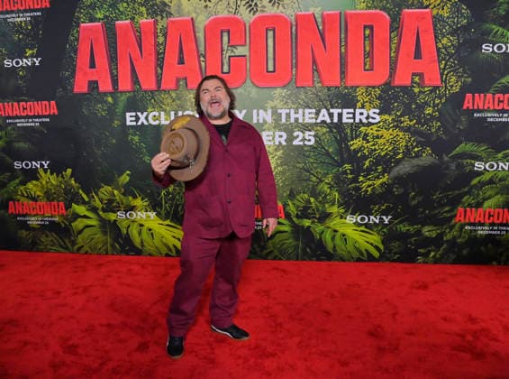 Cast member Jack Black attends the world premiere of the motion picture horror comedy Anaconda at the United Theater in Los Angeles on Saturday, December 13, 2025. Storyline: A group of friends are going through a mid-life crisis. They decide to remake a favorite movie from their youth but encounter unexpected events when they enter the jungle.  LAP2025121336 JIMxRUYMEN