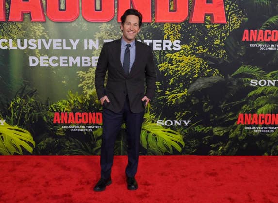 Cast member Paul Rudd attends the world premiere of the motion picture horror comedy Anaconda at the United Theater in Los Angeles on Saturday, December 13, 2025. Storyline: A group of friends are going through a mid-life crisis. They decide to remake a favorite movie from their youth but encounter unexpected events when they enter the jungle.  LAP2025121351 JIMxRUYMEN