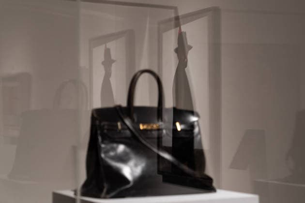 Sotheby s Icons and Bing Crosby Exhibitions press preview HERMES The Original Birkin Crafted for Jane Birkin sold for more than 10 million dollars with reflections of Barkley Hendricks The Way You Look Tonight Diagonal Graciousness on view during press preview at Sotheby s Icons and Bing Crosby Exhibitions in New York, NY on December 13, 2025. New York New York United States Copyright: LevxRadin