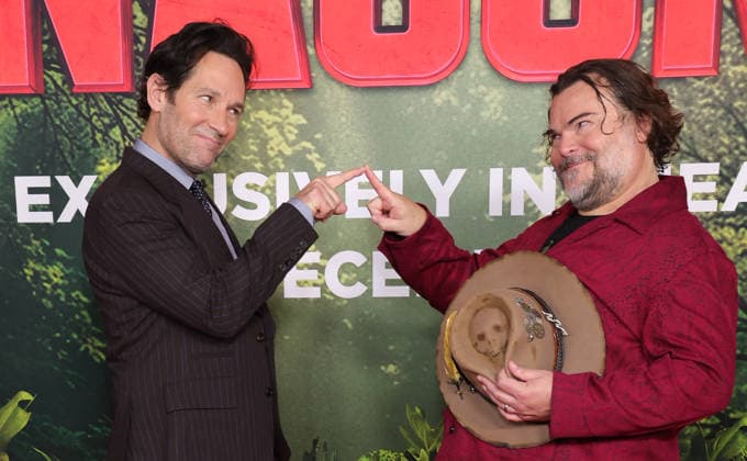 13 December 2025 - Los Angeles, California - Paul Rudd, Jack Black. Los Angeles Premiere Of Columbia Pictures Anaconda held at The United Theater on Broadwayl.in Los Angeles. Photo Copyright: xAdMediax MediaPunchx