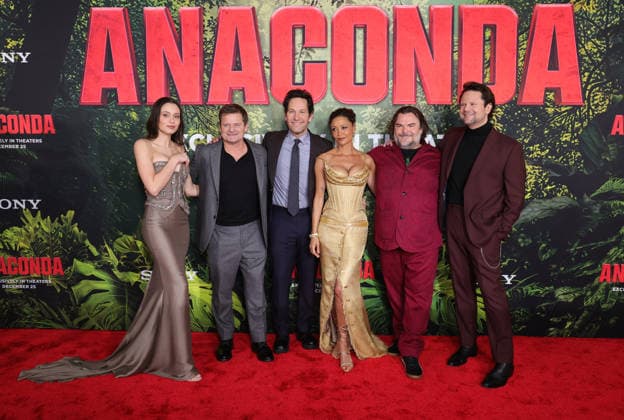 13 December 2025 - Los Angeles, California - Daniela Melchior, Steve Zahn, Paul Rudd, Thandiwe Newton, Jack Black, Selton Mello ,. Los Angeles Premiere Of Columbia Pictures Anaconda held at The United Theater on Broadwayl.in Los Angeles. Photo Copyright: xAdMediax MediaPunchx