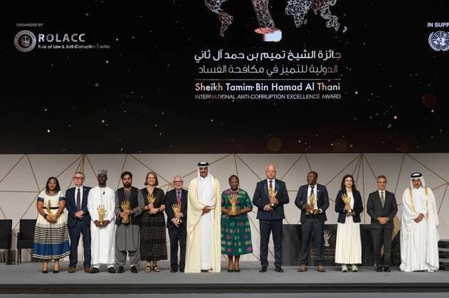 The Emir of the State of Qatar, Tamim bin Hamad Al Thani, attended the ninth edition of the Sheikh Tamim bin Hamad Al Thani International Anti-Corruption Excellence Award The Emir of the State of Qatar, Tamim bin Hamad Al Thani, attended the ninth edition of the Sheikh Tamim bin Hamad Al Thani International Anti-Corruption Excellence Award ceremony and honored the winners. Doha, Qatar, December 14, 2025. Photo by Emiri Diwan Office Doha Doha Qatar 141225_Qatar_QPO_00(12) Copyright: xapaimagesxEmirixDiwanxOfficex xapaimagesx