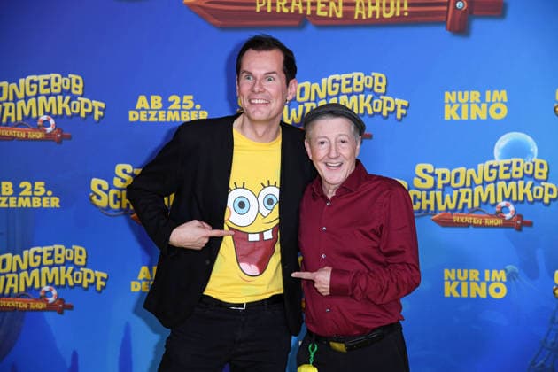 Malte Arkona, Santiago Ziesmer at the German premiere of SPONGEBOB SCHWAMMKOPF PIRATEN AHOI at the cinema in the Kulturbrauerei in Berlin on 14 12 2025