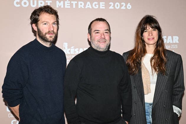 Photocall Courts Metrages Cesar 2026 in Paris FA (L to R) Romain Daubeach poses with David Depesseville and Marine Bergere for a photocall during the Brunch of Courts Metrages Cesar 2026 in Paris on December 14, 2025. Photo by Firas Abdullah ABACAPRESS.COM Paris Ile-de-France France  Copyright: xAbdullahxFiras ABACAx