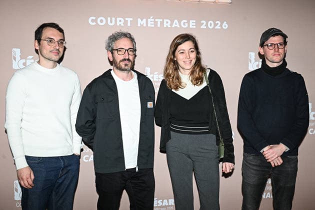 Photocall Courts Metrages Cesar 2026 in Paris FA (L to R) Simon Panay poses with Rafael Andrea Soatto, Laetitia Denis and Kevin Rousseau for a photocall during the Brunch of Courts Metrages Cesar 2026 in Paris on December 14, 2025. Photo by Firas Abdullah ABACAPRESS.COM Paris Ile-de-France France  Copyright: xAbdullahxFiras ABACAx
