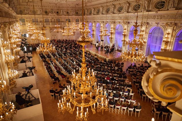 The Spanish Hall of Prague Castle, in Prague, during the Antonin Dvorak Award for 2025 ceremony on December 14, 2025. Mezzo-soprano Magdalena Kozena and her husband, British conductor Simon Rattle, received the Antonin Dvorak Award for 2025 from Czech President Petr Pavel. (CTKxPhoto DorotaxHolubova) CTKPhotoP2025121406775  CTKPhotoP2025121406775