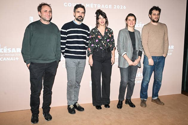 Photocall Courts Metrages Cesar 2026 in Paris FA (L-R) Guests, Daphne Heretakis, a guest and Ethan Selcer pose for a photocall during the Brunch of Courts Metrages Cesar 2026 in Paris on December 14, 2025. Photo by Firas Abdullah ABACAPRESS.COM Paris Ile-de-France France  Copyright: xAbdullahxFiras ABACAx