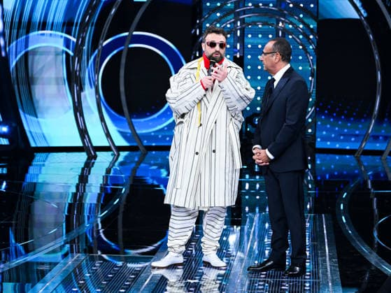 Sanremo, It Will Be Sanremo 2025. In the photo: Dargen D Amico Carlo Conti  Copyright: xMaurizioxD Avanzox xipa-agency.netx xSanremox IPA_Agency_IPA69166710