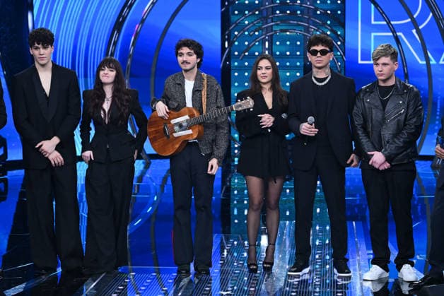 Sanremo, It Will Be Sanremo 2025. In the photo Nicolò Filippucci, Angelica Bove, Mazzariello, Blind, El Ma & Soniko  Copyright: xMaurizioxD Avanzox xipa-agency.netx xSanremox IPA_Agency_IPA69168356