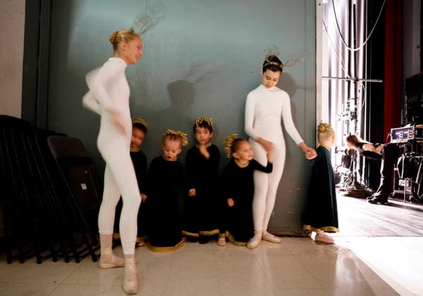Dancer hit backstage before taking the stage at the Joffrey Ballet School performance of The Nutcracker at the LaGuardia Performing Arts Center on Sunday, December 14, 2025 in New York City.  NYP20251214105 JohnxAngelillo