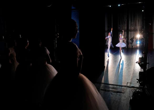 Dancer wait in the wings before taking the stage at the Joffrey Ballet School performance of The Nutcracker at the LaGuardia Performing Arts Center on Sunday, December 14, 2025 in New York City.  NYP20251214107 JohnxAngelillo