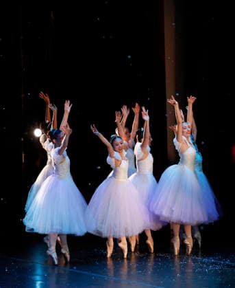 Dancers perform on stage at the Joffrey Ballet School performance of The Nutcracker at the LaGuardia Performing Arts Center on Sunday, December 14, 2025 in New York City.  NYP20251214109 JohnxAngelillo