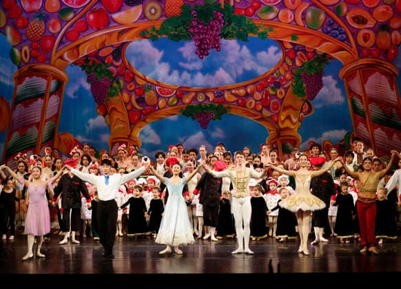 Dancers take the stage for a curtain call at the Joffrey Ballet School performance of The Nutcracker at the LaGuardia Performing Arts Center on Sunday, December 14, 2025 in New York City.  NYP20251214113 JohnxAngelillo